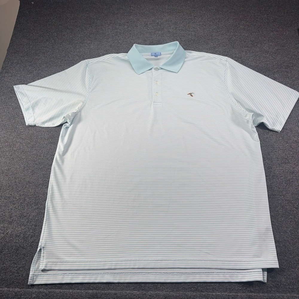 GenTeal Mens XXL Performance Polo Shirt Baby Blue White Striped Golf
